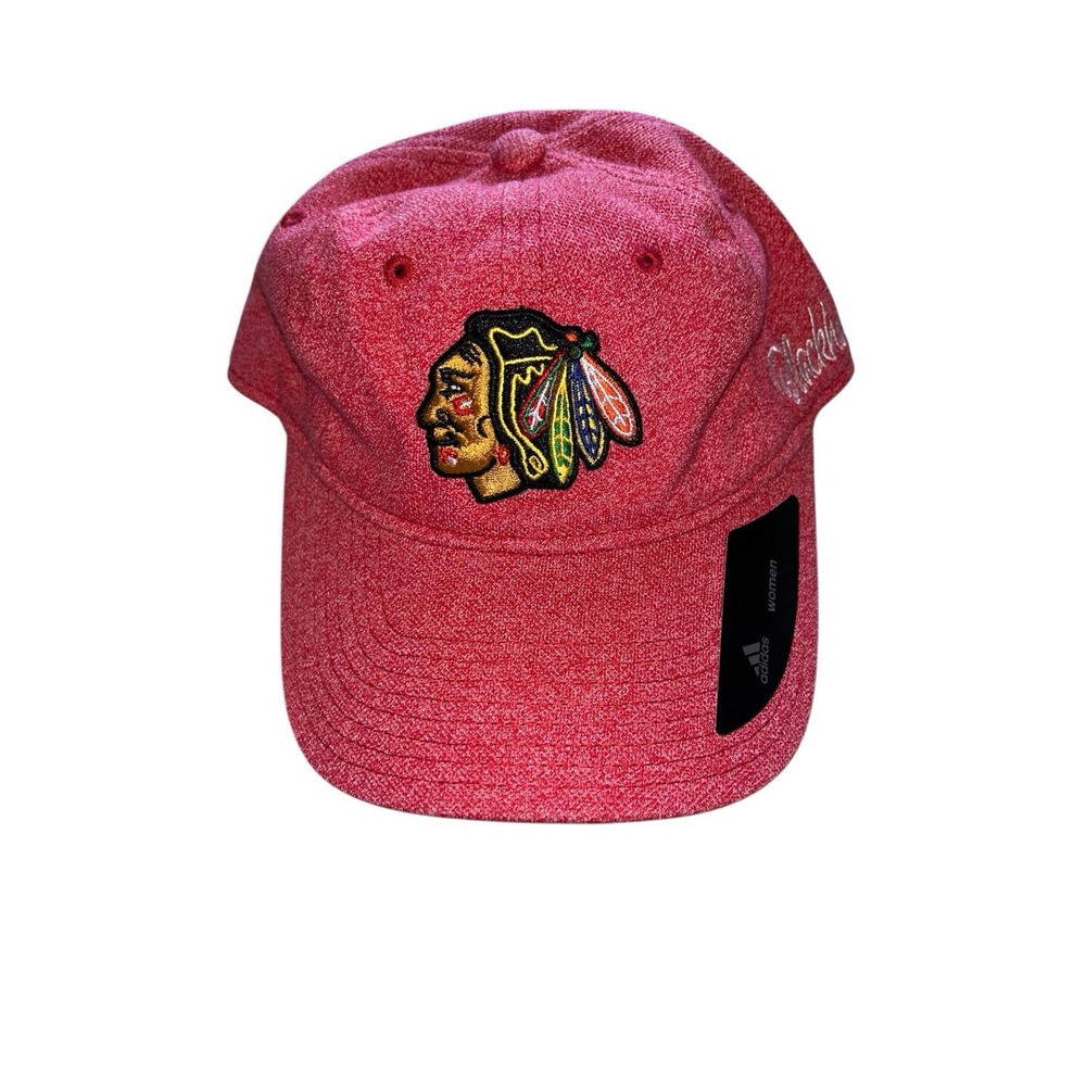 NHL Womens Chicago Blackhawks Adidas Red Fitted Hat Cap NWT Hockey Red Sports